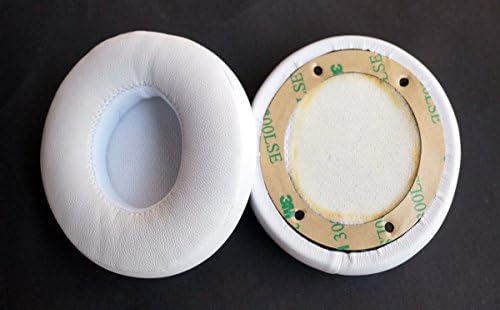 Memory Foam Ear Pads - Protein Leather Replacement Parts Ear Cushion Cover Earpads Ear Cups for Beats Solo 2.0 Wired / Solo 3.0 Wired headphone(1 pair) (White)