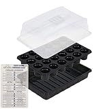 Super Sprouter Simple Start Miniature Greenhouse Kit: Propagation Tray (8"x12"), 24 Cell Plug Tray Insert, and 4" Dome with Adjustable Vent + Twin Canaries Chart