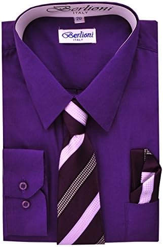 BerlioniBoys Long Sleeve Dress Shirts Tie & Hanky Many Colors
