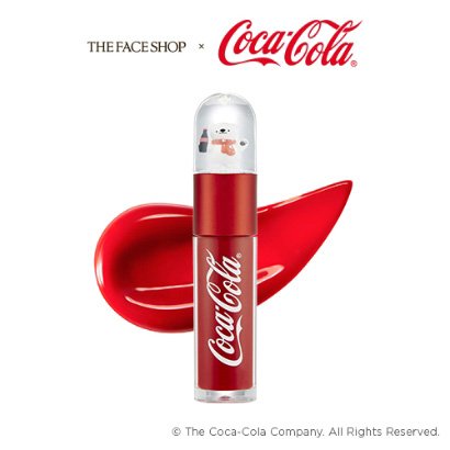 The Face Shop x Coca-Cola COKE BEAR Lip Tint 02 COKE RED Collectible Miniature Snowball on Top