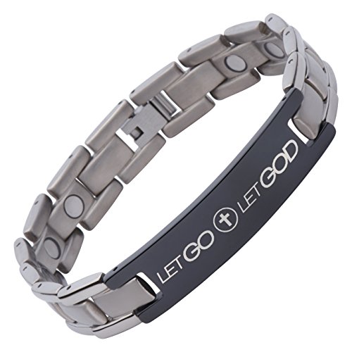 Let Go and Let God - Titanium Prayer Bracelet - Magnetic Therapy - Adjustable