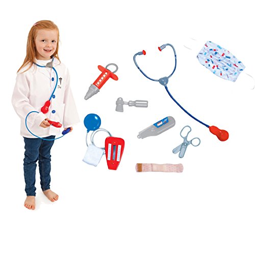Kids Doctor Role Play Costume Dress Up Set with Lab Coat, Face Mask,  Stethoscope, and Additional Medical Tools