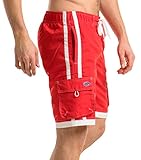 Ocean Pearl Mens Striped Bathing Suit Swim Trunks