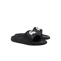 Lacoste Women's Serve Slide, Black & White Croc, 6