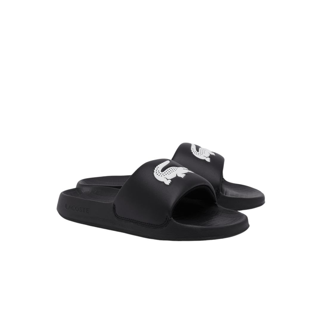 Lacoste Women's Serve Slide, Black & White Croc, 6