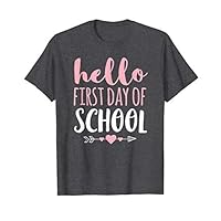 Hello First Day Of School T Shirt Teacher Student Arrow Cute T-Shirt