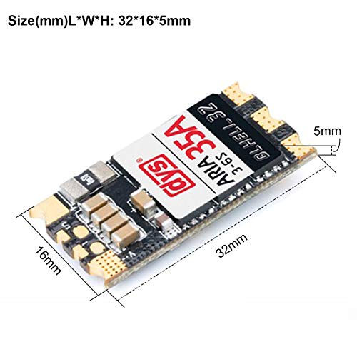 FPVERA 4PCS 35amp Brushless ESC DYS Aria 35A BLHeli_32 32Bit 3-6S Dshot1200 Built-in Current Meter Sensor Electronic Speed Controller for FPV Racing Drone - Thumbnail 6