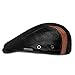 LETHMIK Genuine Deerskin Flat Cap Irish Newsboy Ivy Hat Unique Cabbie Driving Cap Black & Brown-XXL