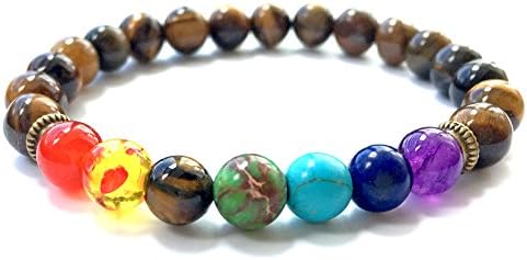 ZHICHEN 7 Chakra Tibetan Buddhist Prayer Mala Bracelet Natural Stone Yoga Bracelet Bangle with Free Bag