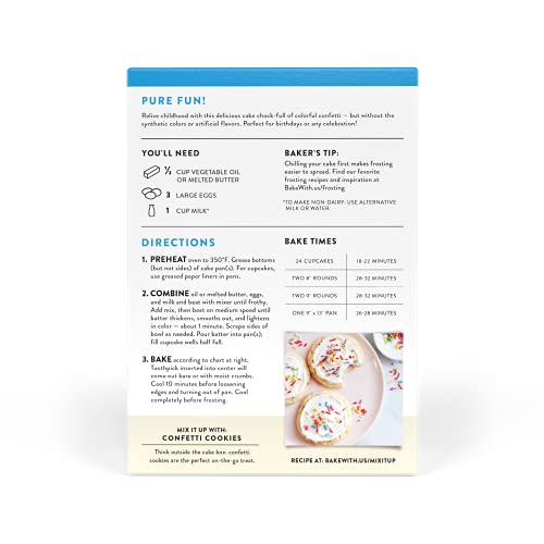 KING ARTHUR GLUTEN-FREE CAKE MIX, CONFETTI, 18 OZ