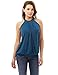 PattyBoutik Women Halter Pleated Twist Blouson Top (Dark Azure Small)