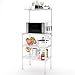 Lifewit 4-Tier Baker's Rack, Microwave Cart Oven Stand with 4 Hanging Hooks & Spice Rack for Kitchen Storage, Carbon Steel, White