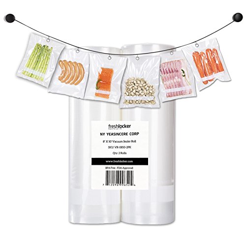 Freshlocker Food Saver Vacuum Sealer FDA-Approved Bags , 4 Mil 2 Roll 11''x50' Commercial Grade Bag Rolls for Foodsaver , Sous Vide