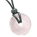 BestAmulets Amulet Lucky Coin Shaped Donut Rose Quartz Charm Magic and Protection Powers Necklace