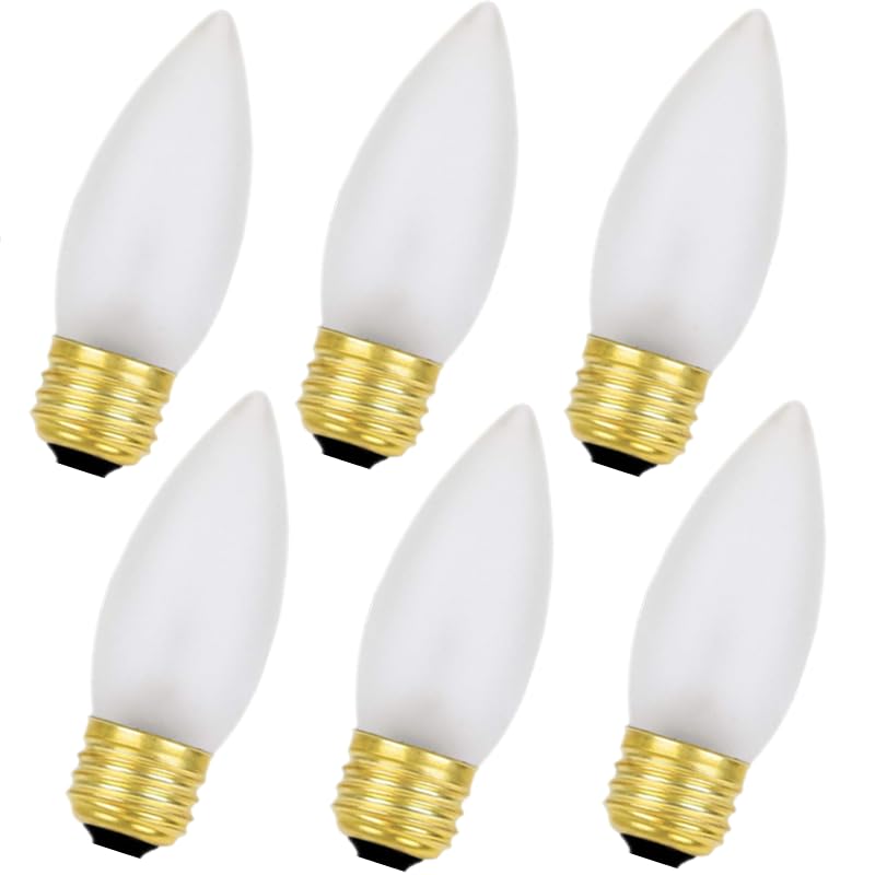 Photo 1 of DXMKOP 40 Watt Incandescent Light Bulbs,Frosted Flame Tip Chandelier Light Bulb, Medium E26 Candelabra Base 40W Equivalent Incandescent Torpedo Tip Chandelier with Crystal (66)
