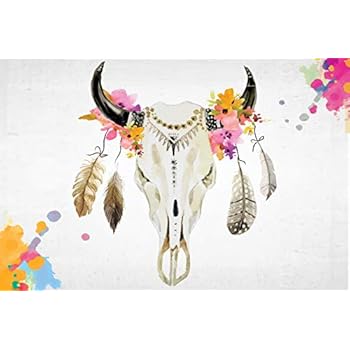 Amazon Com Speedy Orders Feather Wild Tribal Antlers Bull Boho