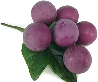 Purple Grape Artificial Fruit Lifelike Simulation Leaves Faux Fake Fruit Home Kitchen Cabinet Decoration Realistic Clay Assortment
