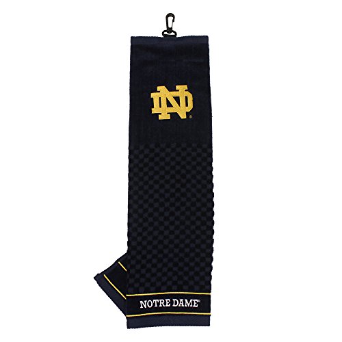 Team Golf NCAA Notre Dame Fighting Irish Embroidered Golf Towel Embroidered Golf Towel, Checkered Scrubber Design, Embroidered Logo