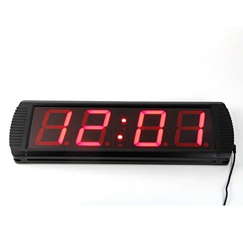 AZOOU Large 4-inch LED Red Digital Clock with Count Down/Up Timer IR Remote Control Red Color