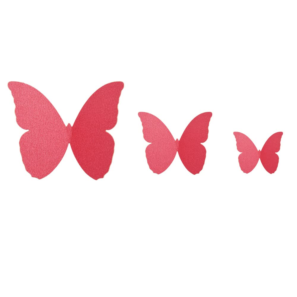 Pack of 48 3D Butterfly Wall Stickers,Removable Butterfly Stickers,Wall Stickers,for Home,Wedding Decor,Living Room,Children's Room,Girls,Kitchen,Window,Furniture,Party,Wall Table Decoration,Rose Red