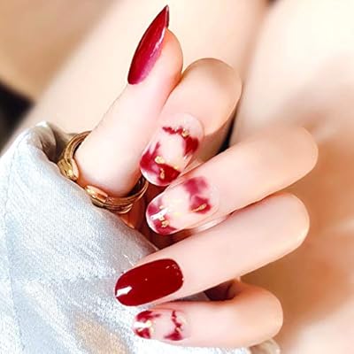 Barode False Nails Simple Paillette Full Cover Acrylic Red Fake Nails Wedding Birthday Party Clip On Nails For Women And Girls Buy Online At Best Price In Uae Amazon Ae