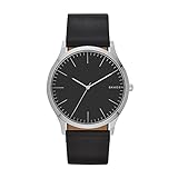 Skagen Men's Jorn Quartz Stainless Steel and Leather Casual Watch, Color: Silver-Tone, Black (Model: SKW6329)