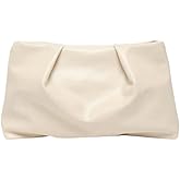 OYOANGLE Women's PU Leather Clutch Purses Small Zipper Ruched Minimalist Handbag