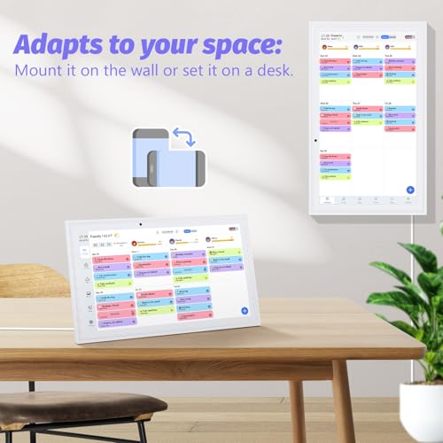 OcePor 15.6 Inch Digital Calendar, Electronic Calendar Chore Chart, Smart Calendars Wall 1920 * 1080 Full HD Interactive IPS Touchscreen for Family Planner,Task (White)