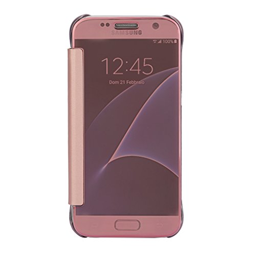 Samsung Galaxy S7 Case,Mirror Smart Clear View Window Flip Case Cover For Samsung Galaxy S7 - rose gold