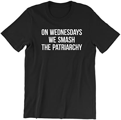 Famous Tops On Wednesdays We Smash The Patriarchy Feminist T-Shirt in Black - Small