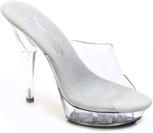 Hot Shoes Fashion Sexy Exotic Dance wear 5" Platform Slip On Large Sizes 106-5 Clear 7 M US