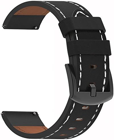 For Samsung Gear S3 Watch Bands Black Large,Austrake Replacement Black Leather strap with Stainless Steel Buckle for Samsung Gear S3 Classic / Frontier Smartwatch Band