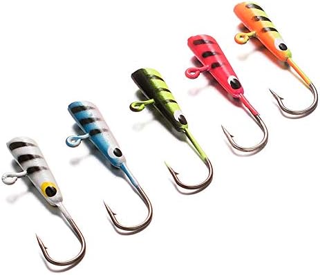 vissen Ice Fishing Jigs Kit, Ice Fishing Lures in Tackle Box Bass Trout Walleye Perch Winter Ice Fishing Baits Treble Hooks
