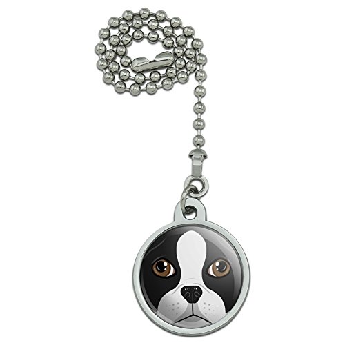 Boston Terrier Look Into My Eyes Face Pet Dog Ceiling Fan and Light Pull Chain