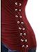 PattyBoutik Women Long Sleeve V Neck Lace Up Blouse (Burgundy Small)
