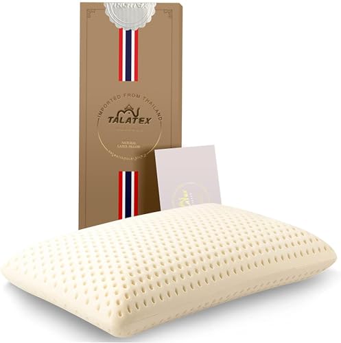 Talatex Natural Dunlop Latex Pillow, Medium Firm, Helps Relieve Pressure, Neck and Shoulder Pain, No Memory Foam Chemicals, Perfect Sleep Gift for Side & Back Sleepers (Standard(60×40×13) cm)
