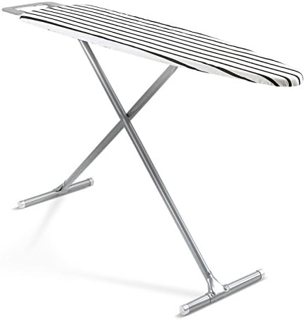 Homally 12014 Standard 53-Inch Perforated Top T-Leg Ironing Board with Iron Rest, Black/White Stripe