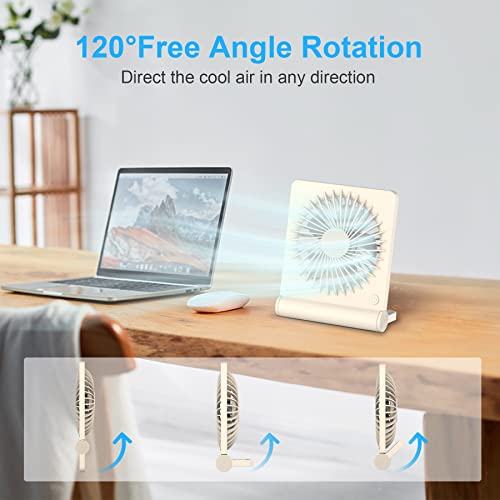 JOSTRY Mini Desk Fan with Strong Airflow,Portable Personal Fan Rechargeable,3 Speed Adjustable Desktop Fan Ultra Quiet USB Fan for Office Bedroom Table Desktop Outdoor