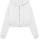SOFIA'S CHOICE Cropped Zip Up Hoodie Women Long Sleeve Crop Sweatshirts Jackets