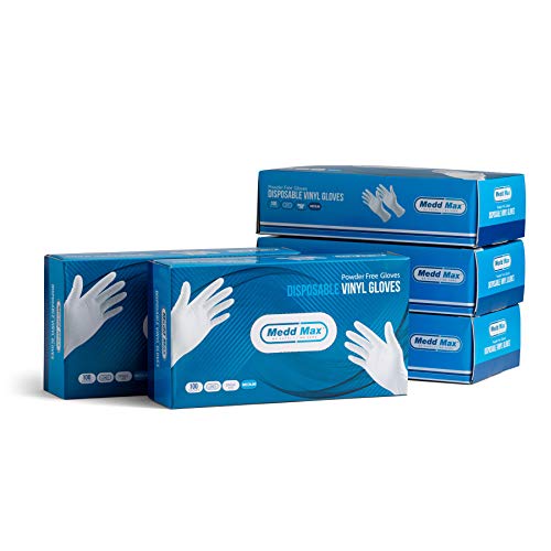 500 Medium Size Disposable Vinyl Gloves Powder Free Latex Free Allergy Free Multi-Purpose Heavy Duty Super Strength Cleaning Gloves Food Grade (5 Pack)