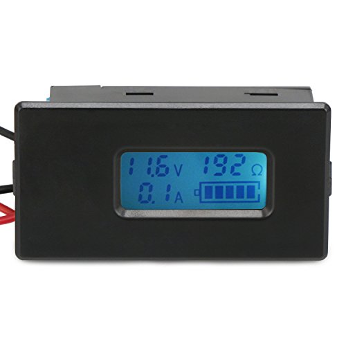 DROK Digital Battery Charge Discharge Tester Monitor LCD Display Battery Voltage Current Capacity Resistance Meter Gauge Panel for Phone, Power Bank, 18350、18650、26650 ithium Li-ion Battery