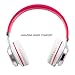 BienSound HW50 Stereo Folding Headsets Strong Low Bass Headphones with Microphone for iPhone, All Android Smartphones, PC, Laptop, Mp3/mp4, Tablet MacBook Earphones (White/Pink)