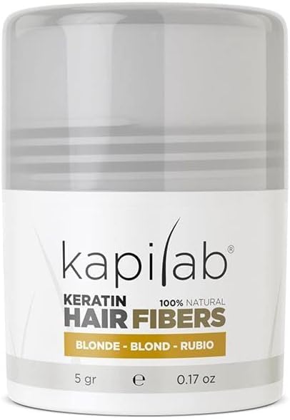 Kapilab Streuhaar Haarfasern Blond Haarpuder zur Haarverdichtung - Keratin Ansatzpuder für Dünner Werdendes Haar Frauen und Männer Haarausfall 100% Natürlich 5 gramm