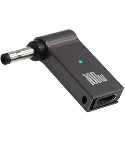 USB C Female To DC Male Adapter 4x1.35mm Rectangular DC Plug 65W 90°Tilt Elbow PD Emulator Trigger 65W (Max) for Laptops Tablets