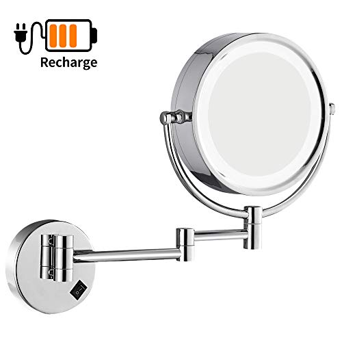 DOWRY Wall Mounted LED Lighted Makeup Mirror 10x Magnification Double