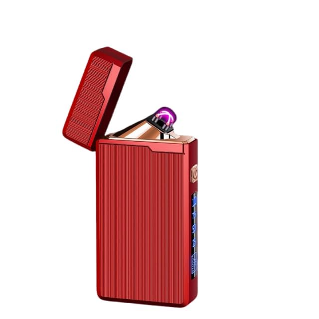 SKRFIRE Elektrisches Feuerzeug Plasma Lichtbogen Feuerzeuge Winddicht Flamme Feuerzeug Wiederaufladbare USB Feuerzeuge mit Batterieanzeige (Timeless Red)