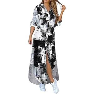 Dames Blouse Jurk Lange Mouw Jurken Lang Casual T Shirt Overhemd Losse Button Down Top Shirts Tunieken Damesjurken…