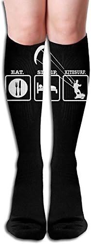 Eat Sleep Kitesurf Compression Knee High Socks For Women &amp; Girls- Best Travel, Nursing, Running, Medical, Varicose Veins, Edema, Diabetic, Pregnancy &amp; Maternity