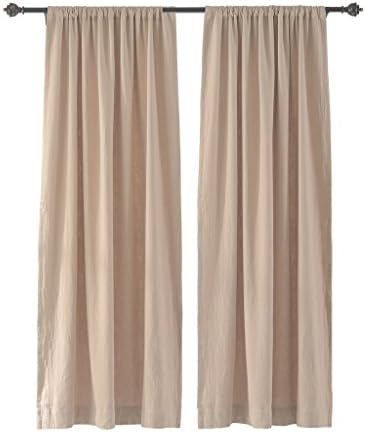 COFTY Linen Cotton Blackout Curtain Drapes 2-Layer Heavyweight - Rod Pocket - Flax 50Wx84L Inch(1 Panel)-for Kitchen| Bedroom| Living Room| School