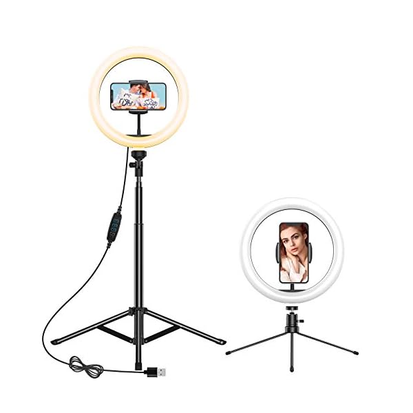 Anozer Ringlicht mit 2 Stativ, 10,2 '' LED ringleuchte mit 57,1 '' hohem Stativ und Metall Tischstativ &Stativ für Handy…